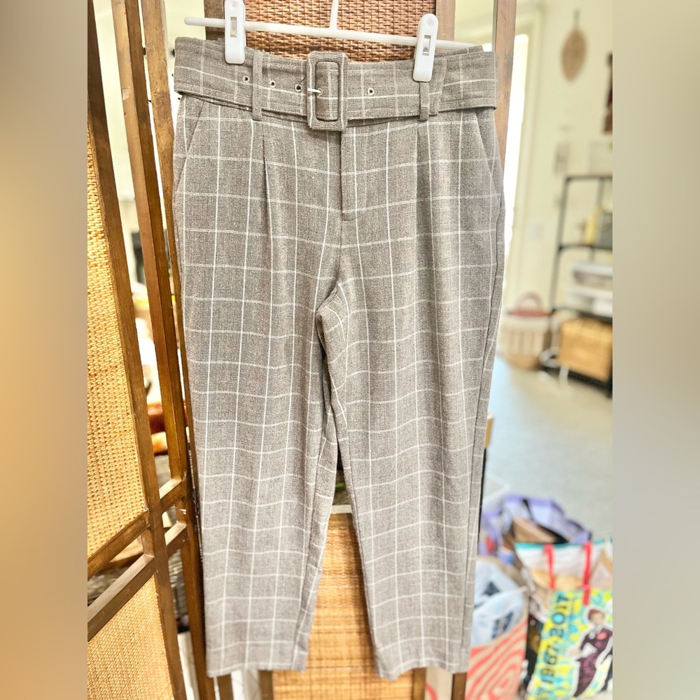 Womens Windowpane Dress Pants - Light Brown